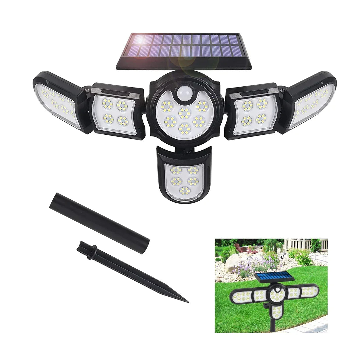 Lampa solara, cu senzor de miscare, lumina LED,  acumulator, Naimeed , 198 LED-uri