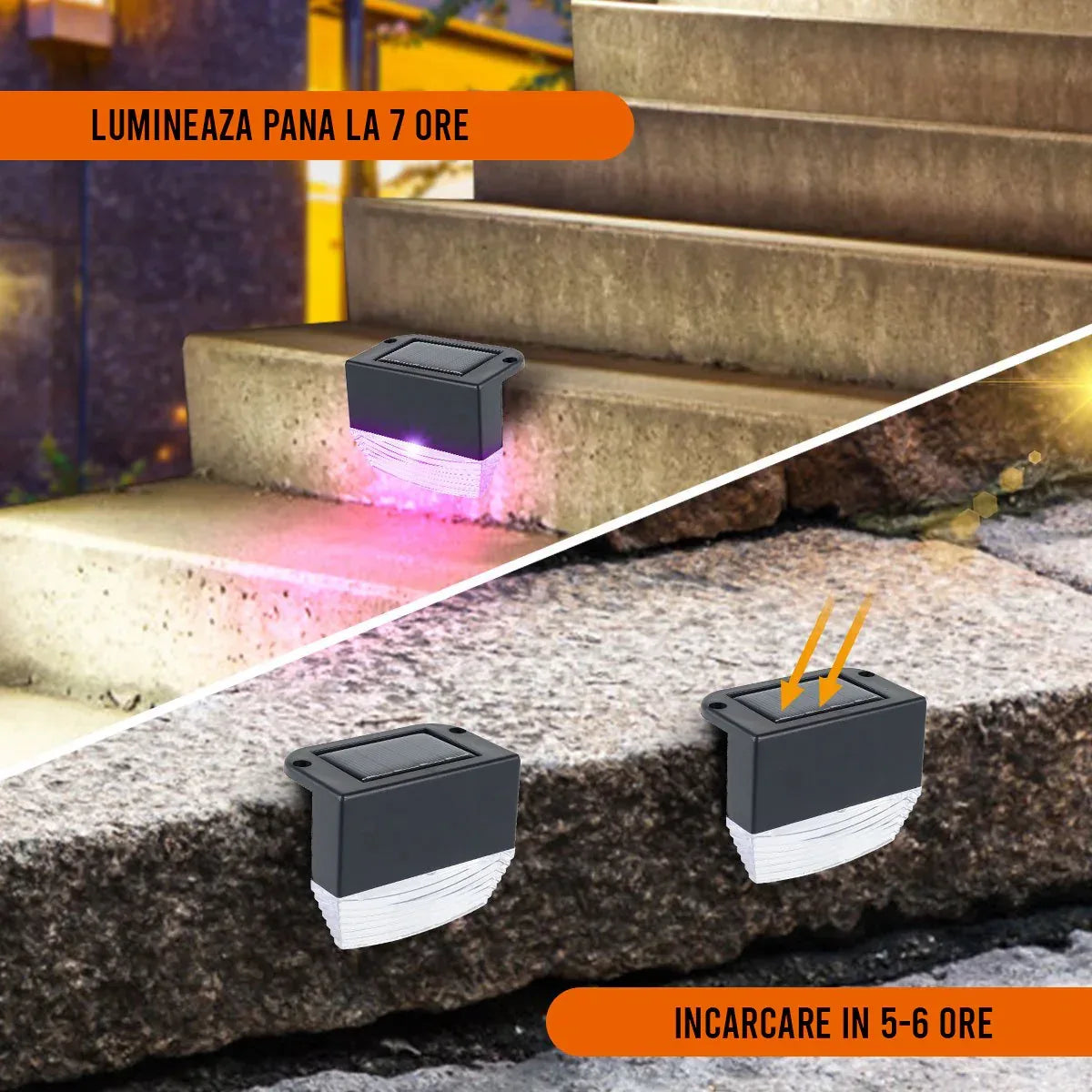 Lampa solara, lumina LED, 4 culori, acumulator, Naimeed, set 2 bucati