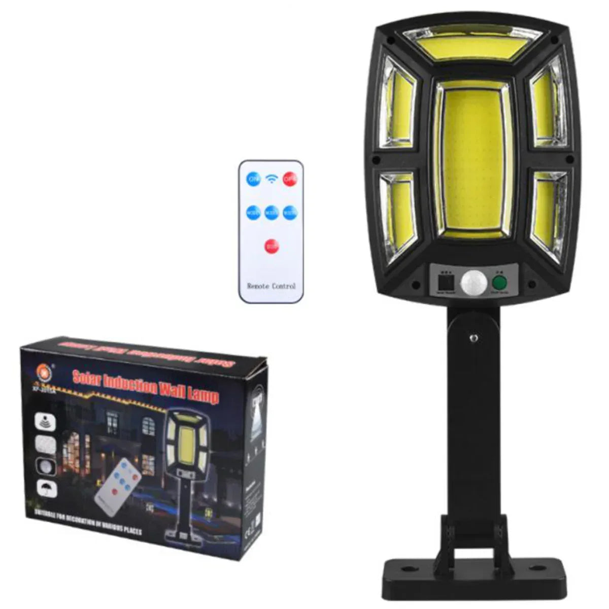 Lampa solara, cu senzor de miscare, telecomanda, lumina LED,  acumulator, Naimeed, COB 151 LED-uri