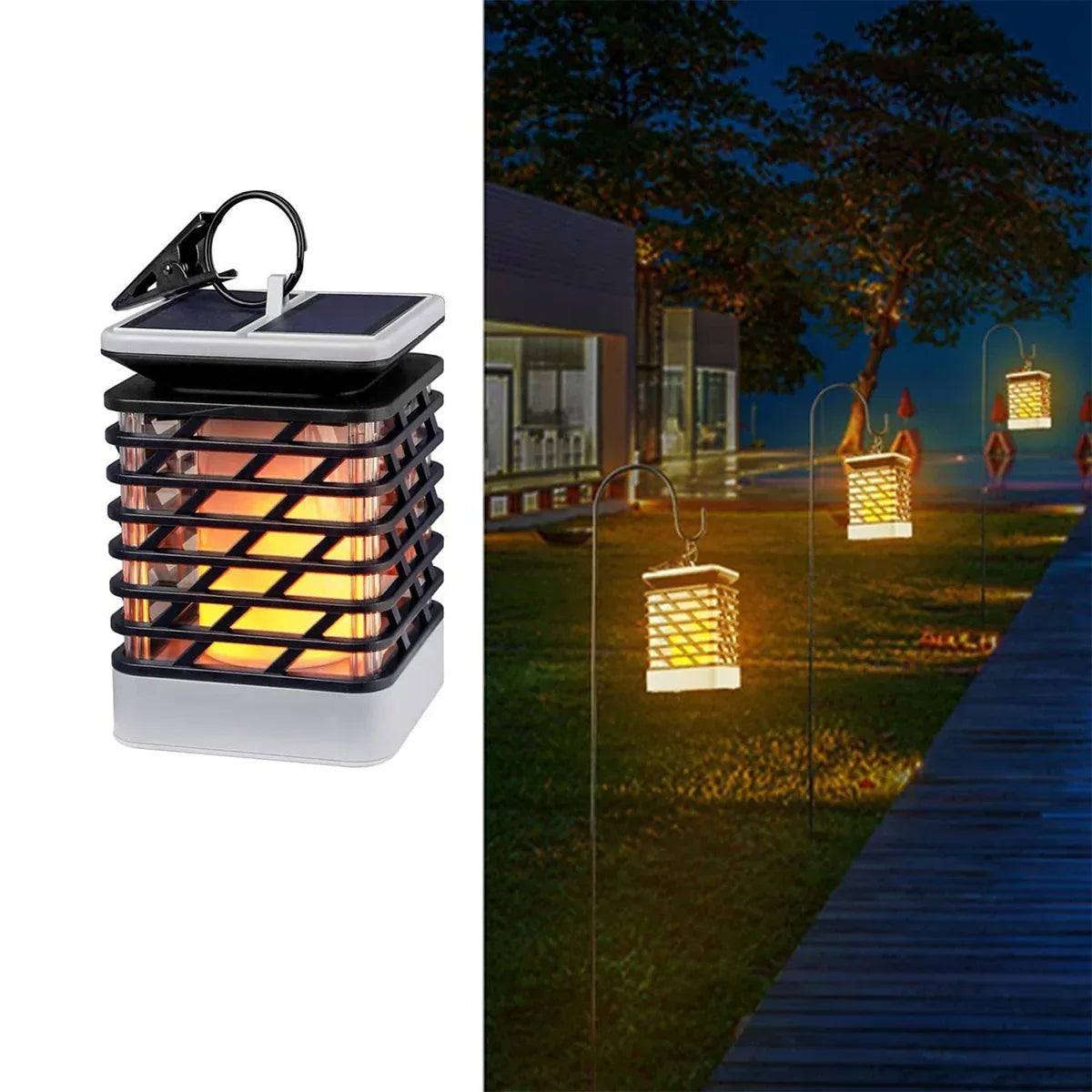 Lampa solara, efect de flacara, lumina LED, acumulator, Naimeed