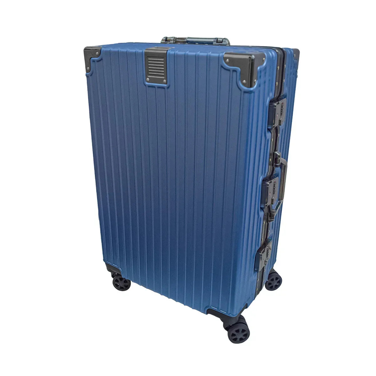 Troler, bagaj de cala, Naimeed, Premium Voyage, 4 roti duble 360 grade, ABS, inchidere cifru, Albastru, 42x28x68cm