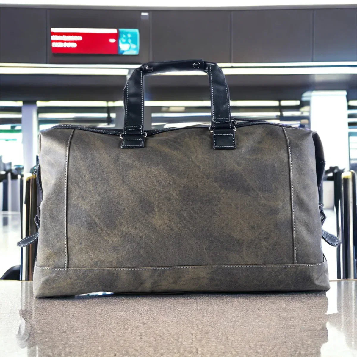 Geanta voiaj, pentru avion, piele ecologica, Naimeed, Companion, Verde militar, 45x20x30cm