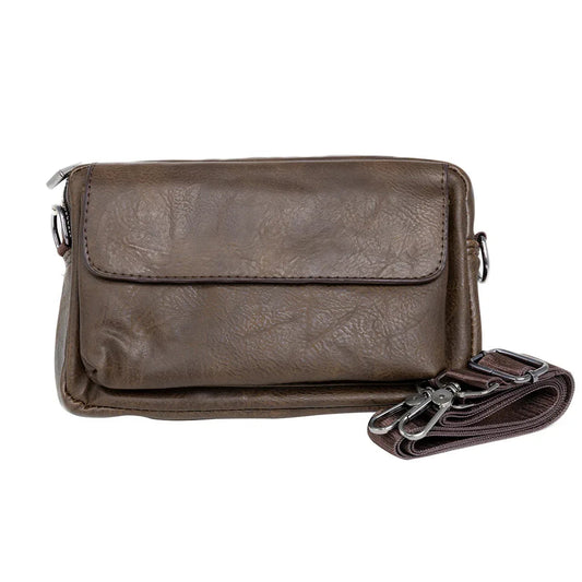 Borseta barbati, de umar, piele ecologica, Naimeed , Companion, Maro inchis, 15x6x23cm