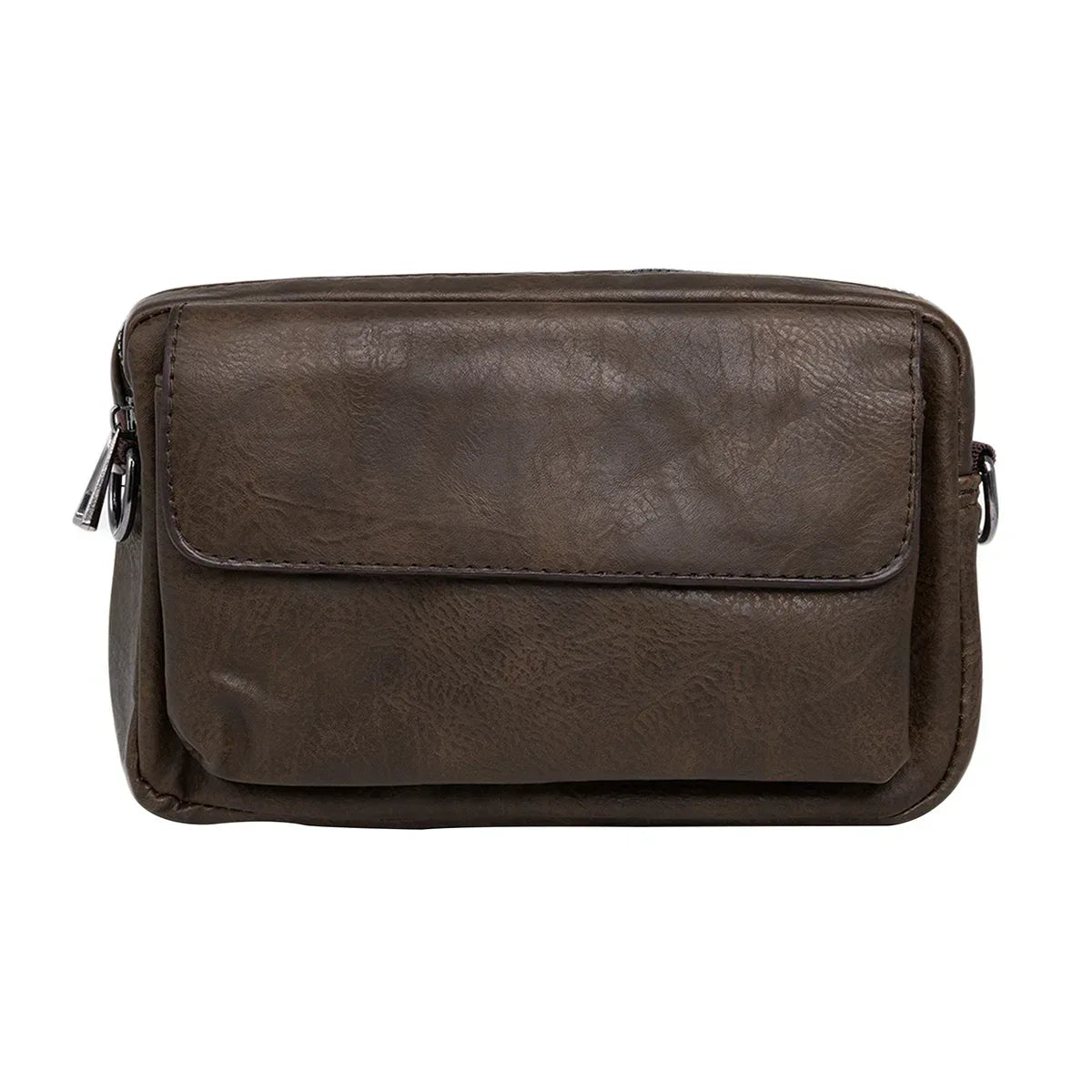 Borseta barbati, de umar, piele ecologica, Naimeed , Companion, Maro inchis, 15x6x23cm