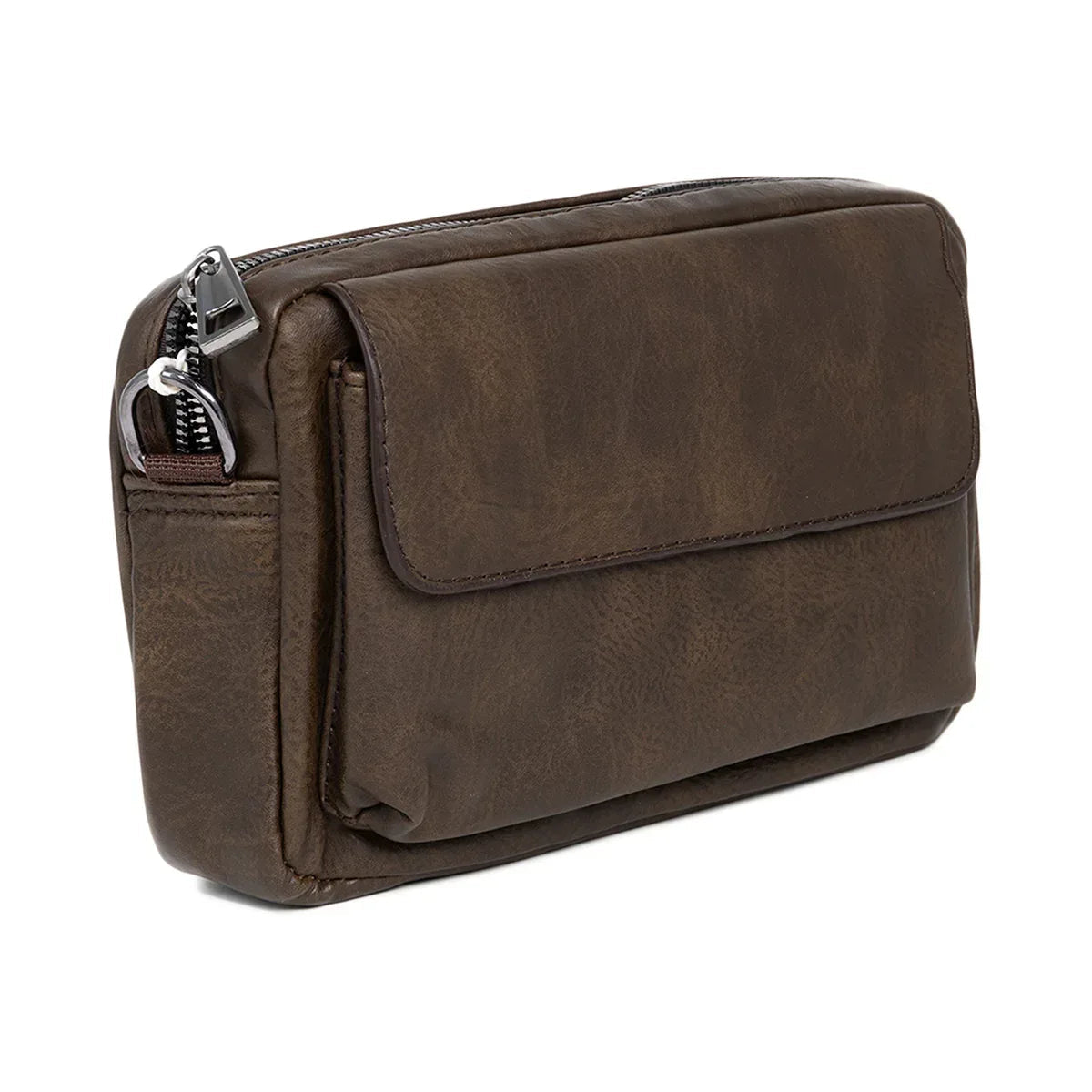 Borseta barbati, de umar, piele ecologica, Naimeed , Companion, Maro inchis, 15x6x23cm