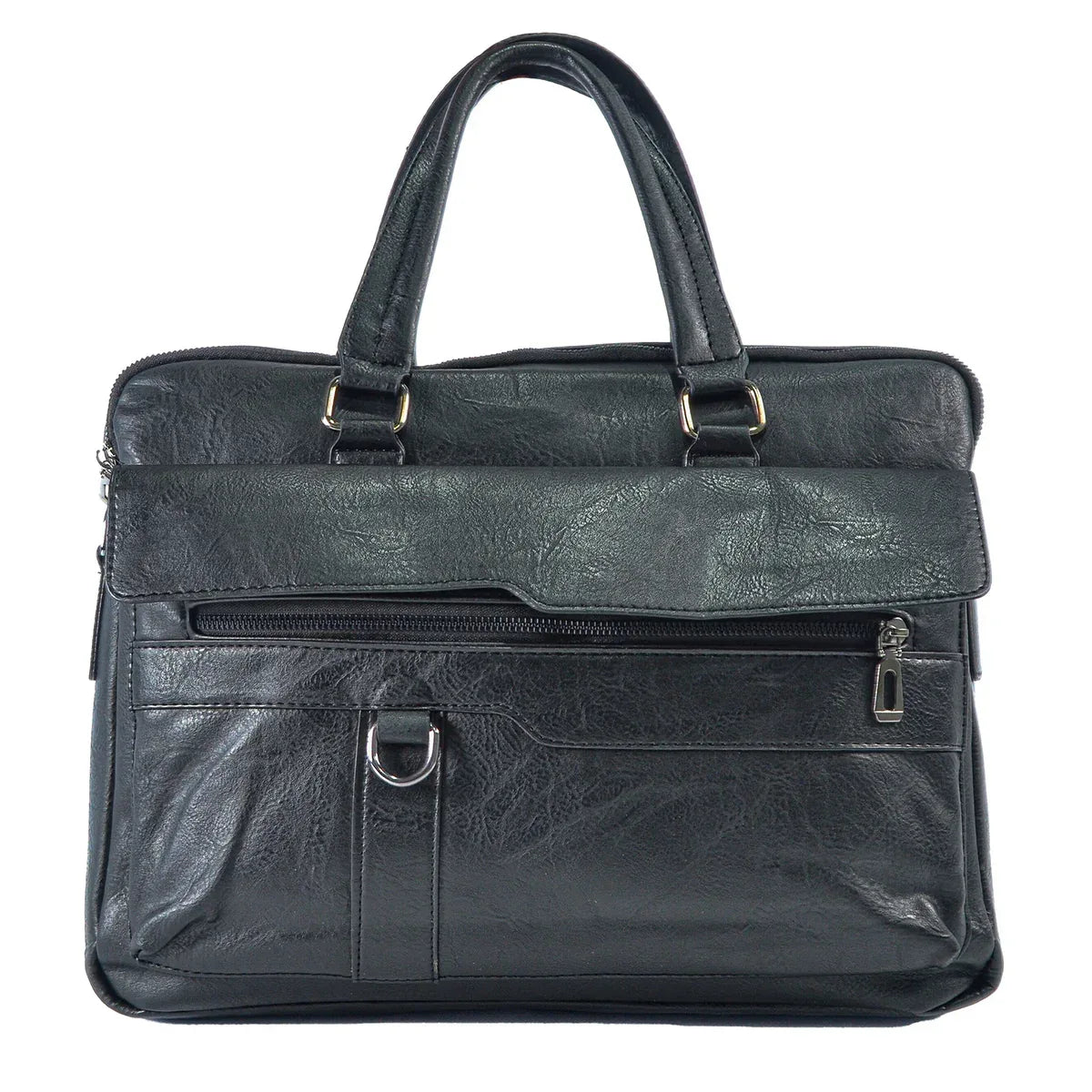 Servieta barbati, piele ecologica, Naimeed, Companion, Negru, 39x7x30cm