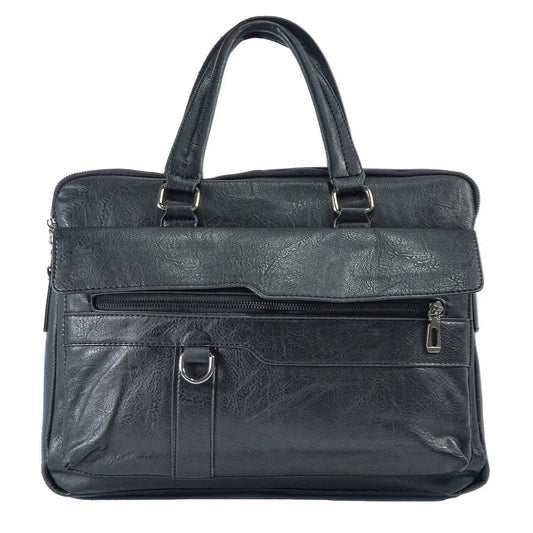 Servieta barbati, piele ecologica, Naimeed, Companion, Negru, 39x7x30cm