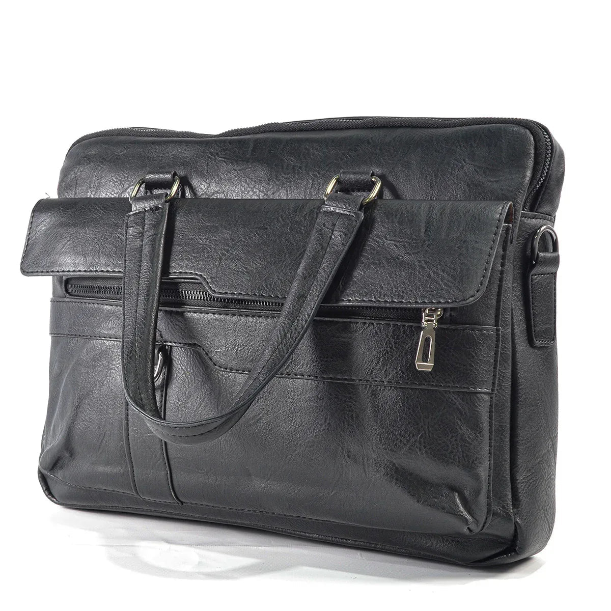 Servieta barbati, piele ecologica, Naimeed, Companion, Negru, 39x7x30cm