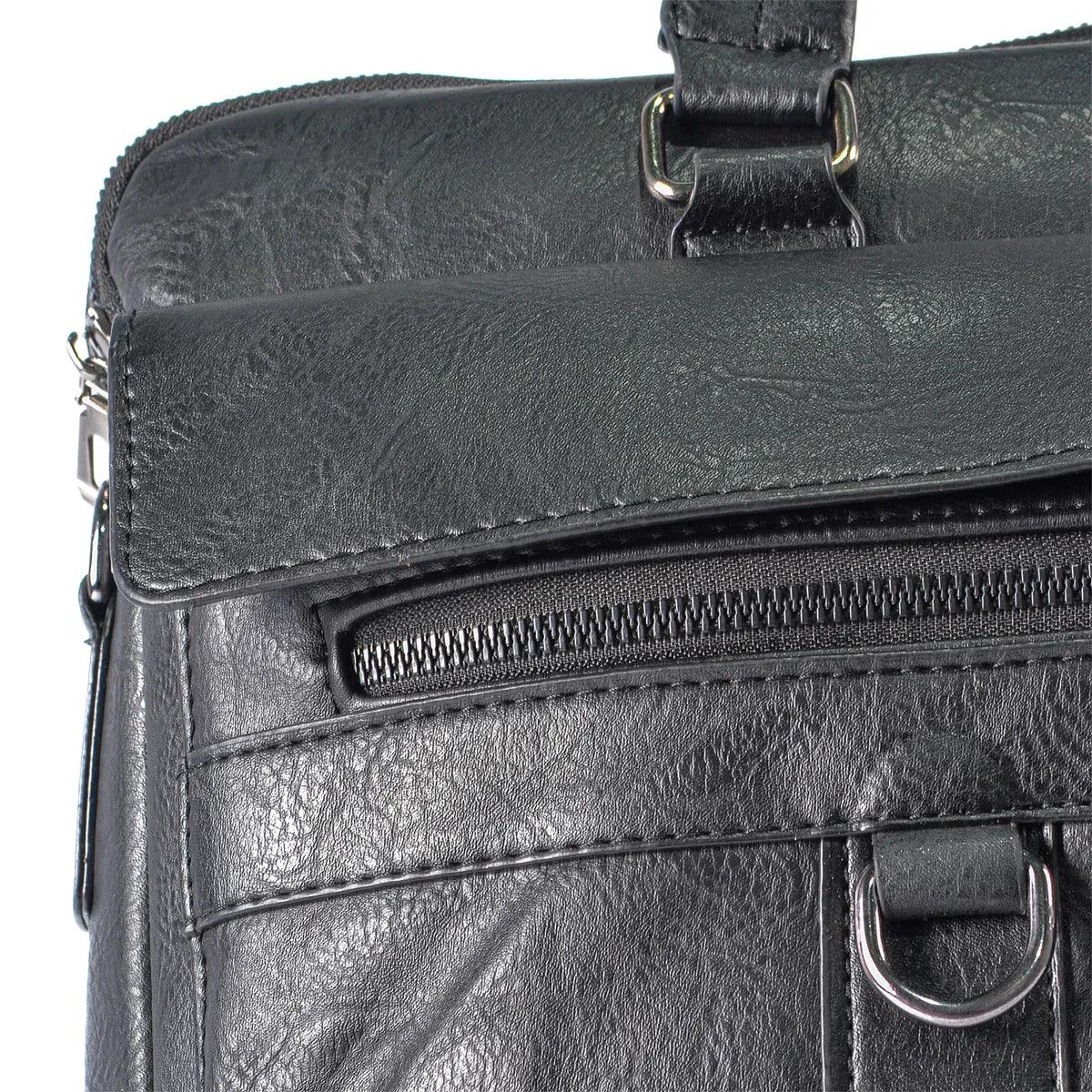 Servieta barbati, piele ecologica, Naimeed, Companion, Negru, 39x7x30cm