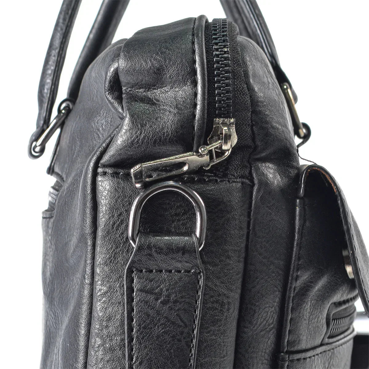 Servieta barbati, piele ecologica, Naimeed, Companion, Negru, 39x7x30cm