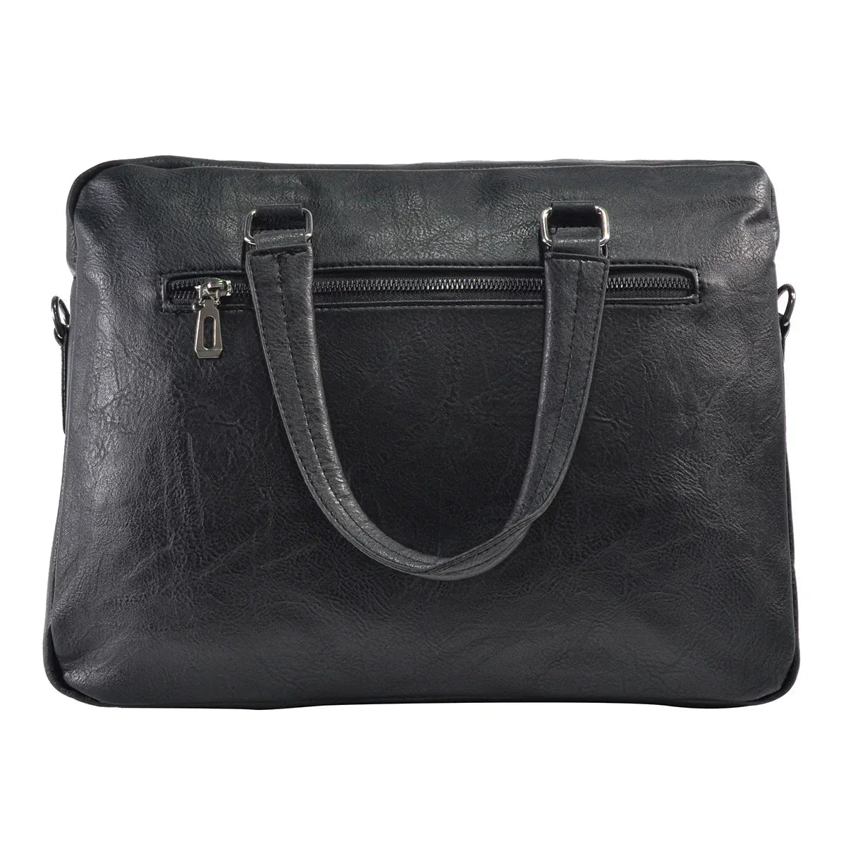 Servieta barbati, piele ecologica, Naimeed, Companion, Negru, 39x7x30cm