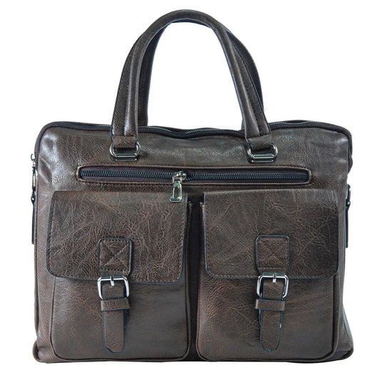 Servieta barbati, piele ecologica, Naimee, Companion, Maro inchis, 39x7x30cm