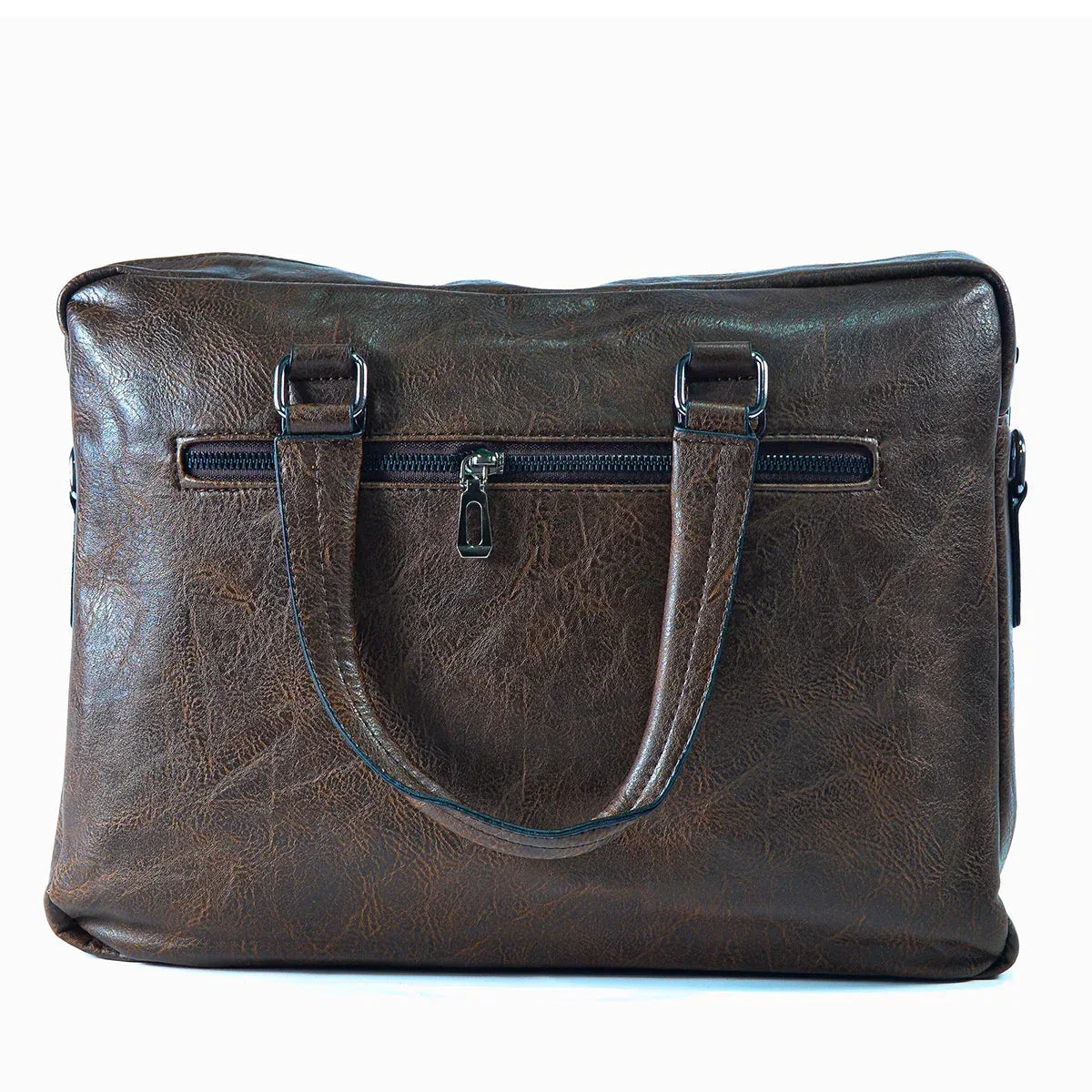 Servieta barbati, piele ecologica, Naimee, Companion, Maro inchis, 39x7x30cm