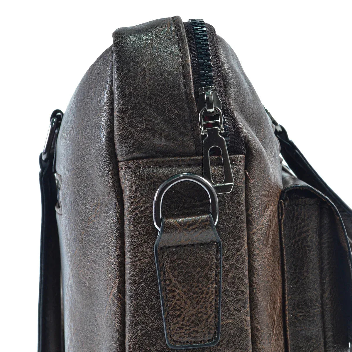 Servieta barbati, piele ecologica, Naimee, Companion, Maro inchis, 39x7x30cm