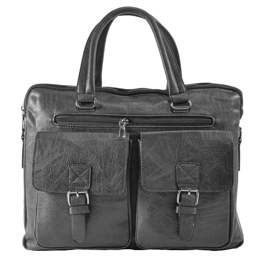 Servieta barbati, piele ecologica, Naimeed, Companion, Negru, 39x7x30cm