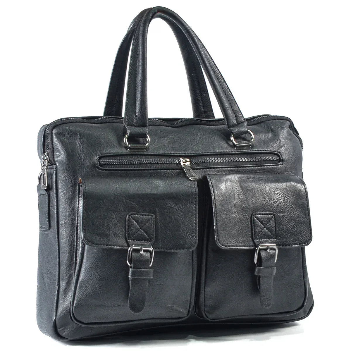 Servieta barbati, piele ecologica, Naimeed, Companion, Negru, 39x7x30cm