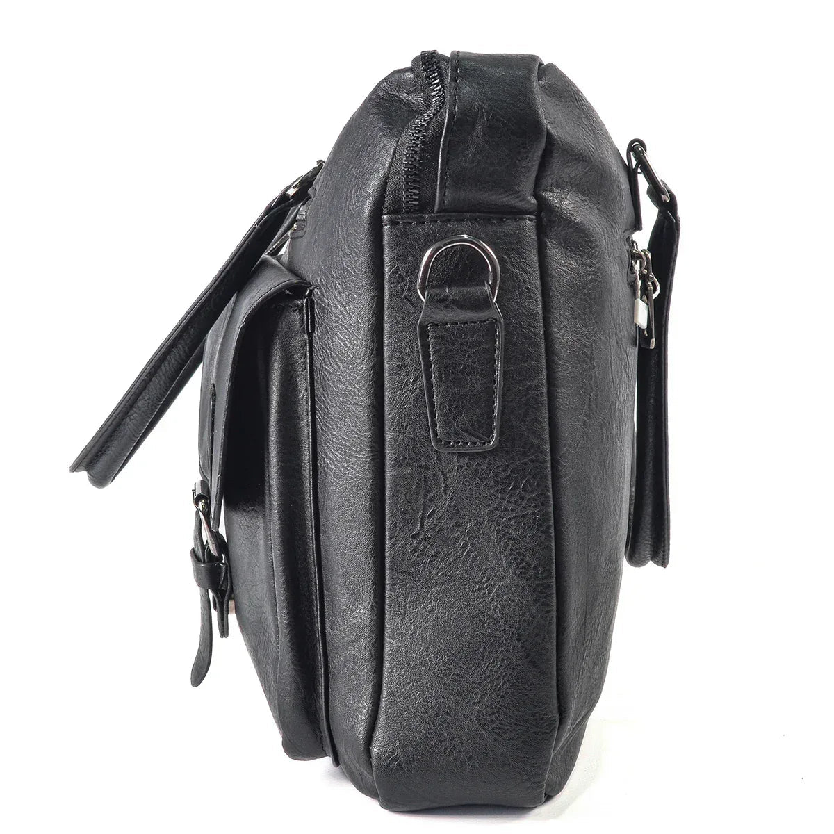 Servieta barbati, piele ecologica, Naimeed, Companion, Negru, 39x7x30cm