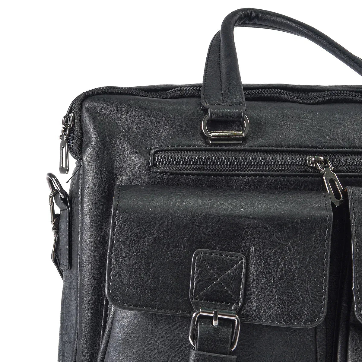 Servieta barbati, piele ecologica, Naimeed, Companion, Negru, 39x7x30cm