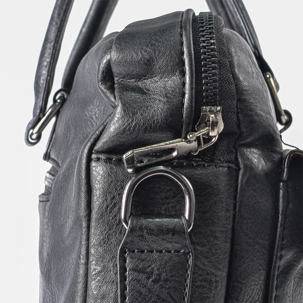 Servieta barbati, piele ecologica, Naimeed, Companion, Negru, 39x7x30cm