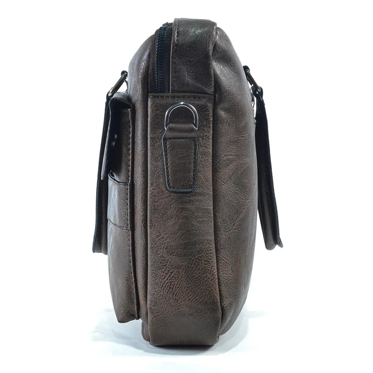 Servieta barbati, piele ecologica, Naimeed, Companion, Maro inchis, 39x7x30cm