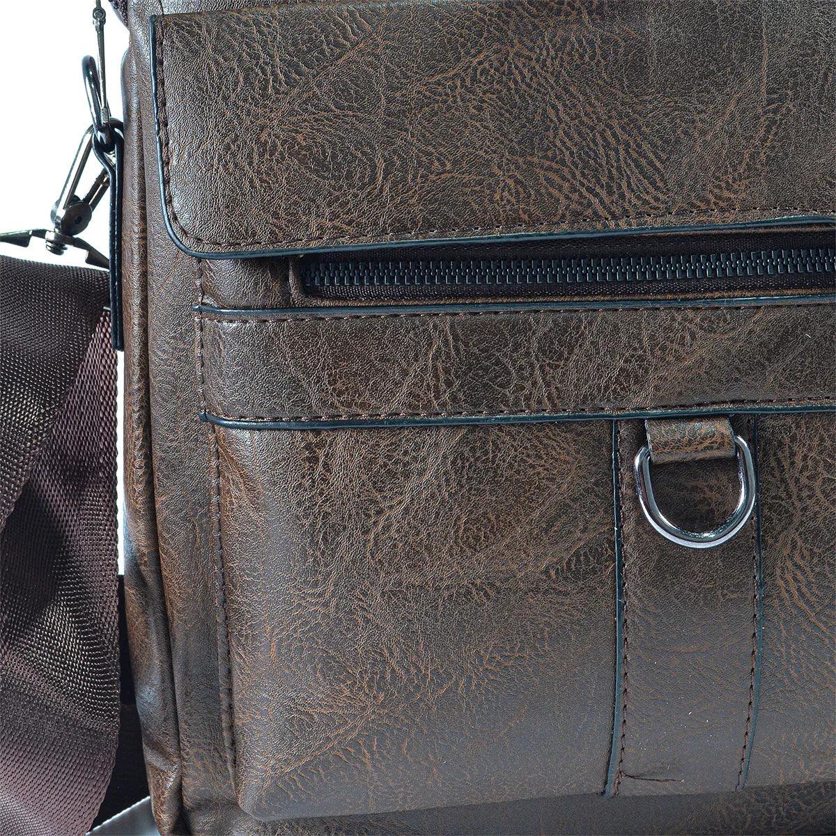 Servieta barbati, piele ecologica, Naimeed, Companion, Maro inchis, 39x7x30cm