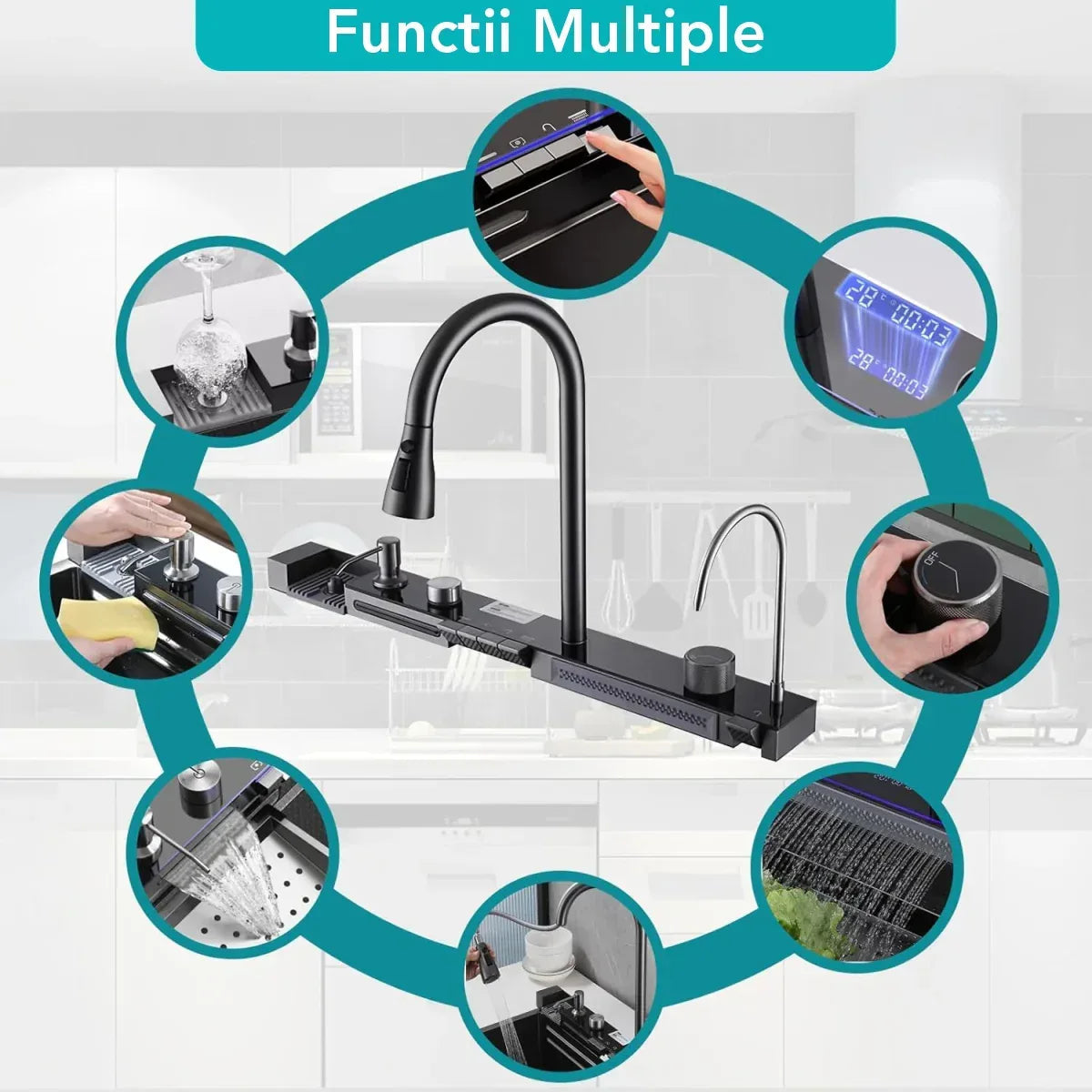 Chiuvetă bucătărie multifuncțională Smart Cuisine Naimeed D6743 – descriere detaliată