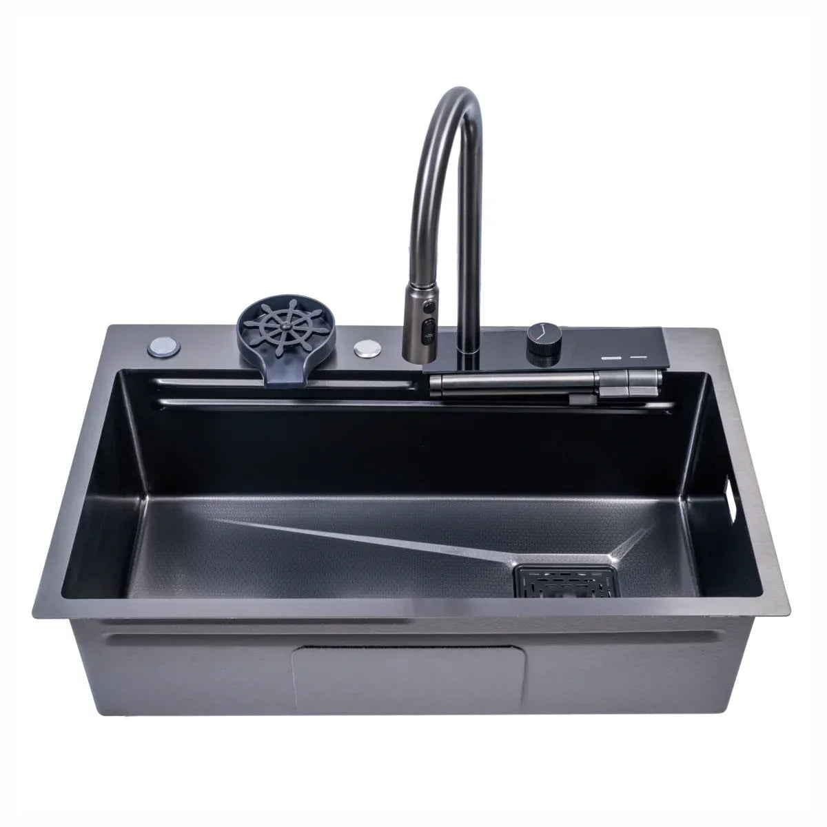 Chiuvetă bucătărie multifuncțională Naimeed D6748 – inox, accesorii incluse, gri, 75 cm