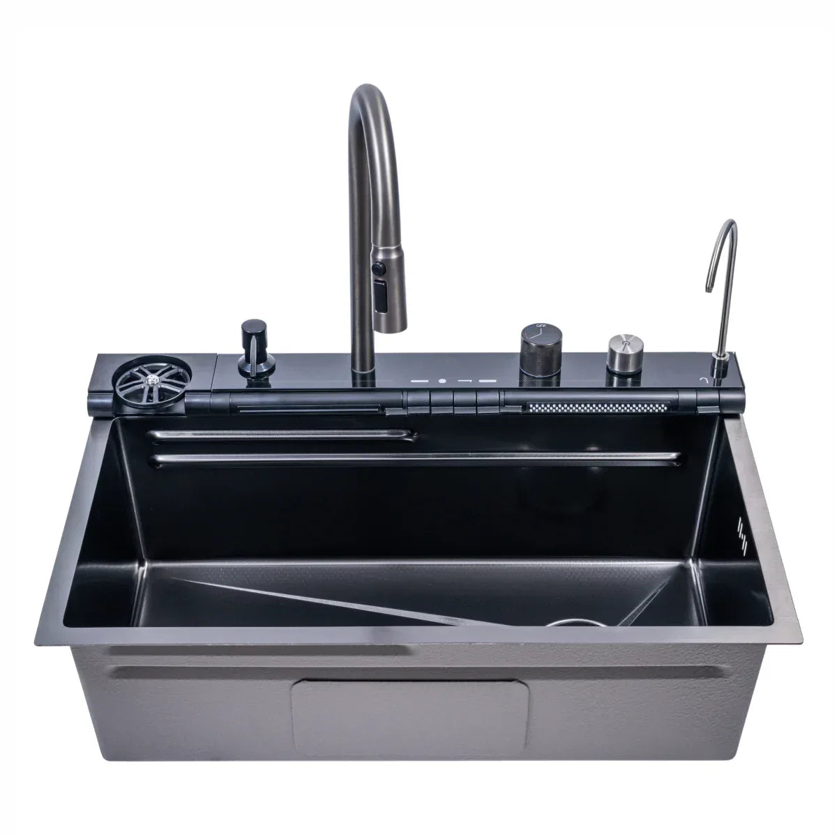 Chiuveta multifunctionala Smart Cuisine, cu accesorii incluse, Naimeed, functii multiple, otel inoxidabil, Gri, 210x750x460mm