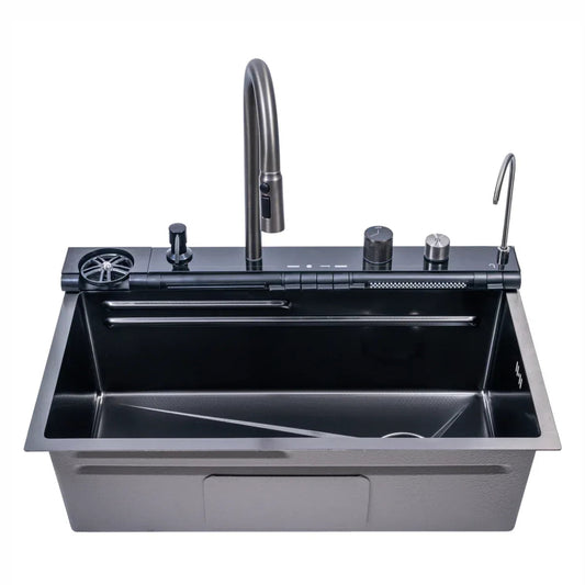 Chiuveta multifunctionala Smart Cuisine, cu accesorii incluse, Naimeed, functii multiple, otel inoxidabil, Gri, 210x750x460mm