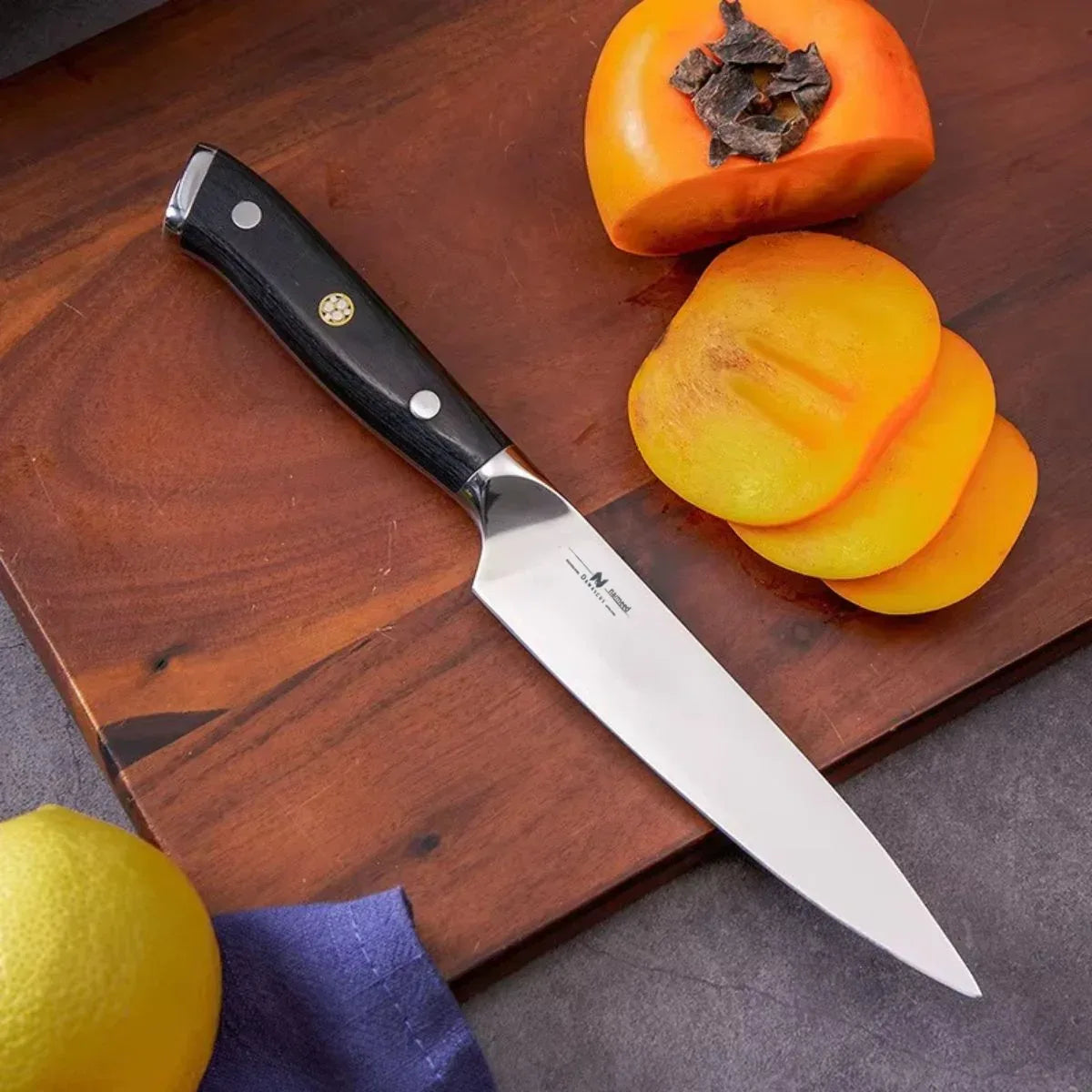 Cutit feliere, din otel Damascus,  Naimeed, damasc 67 straturi, 37.5 cm, Negru