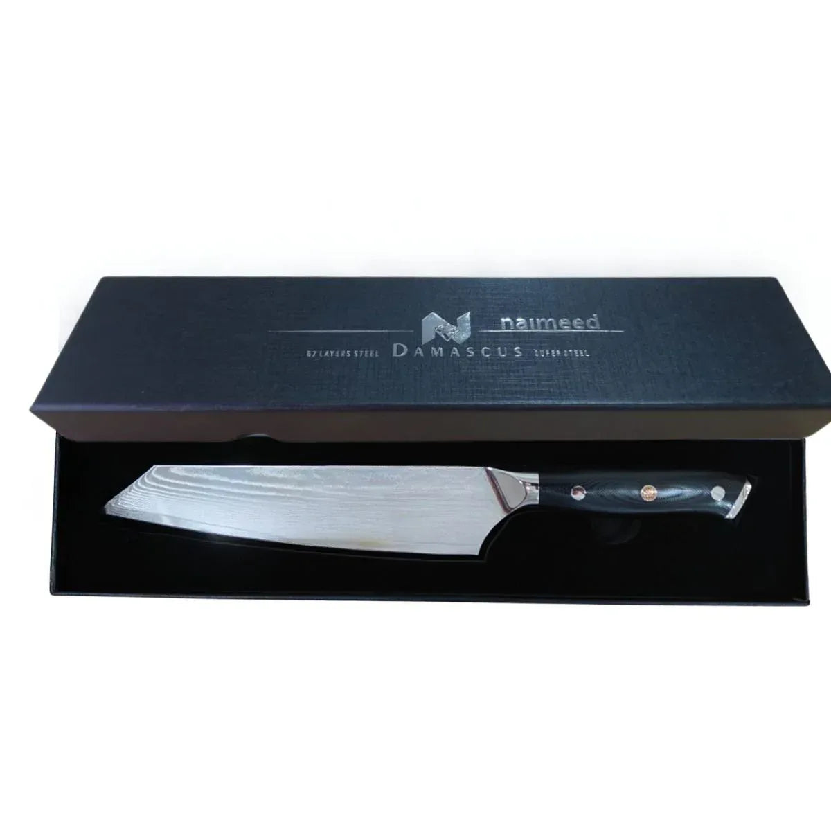 Cutit de bucatar, din otel Damascus, Naimeed D6825, damasc 67 straturi, 33.5 cm, , Negru