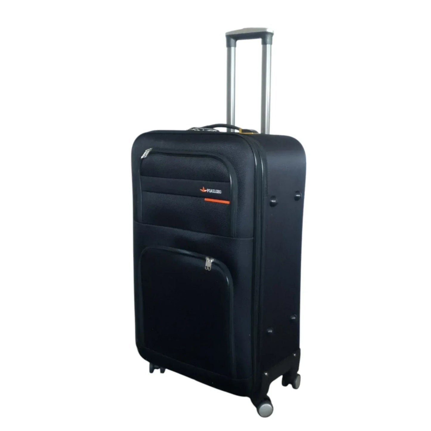 Troler voiaj, Mic, Naimeed, 4 roti duble 360 grade, material textil, inchidere cifru, Negru, 36x22x55cm