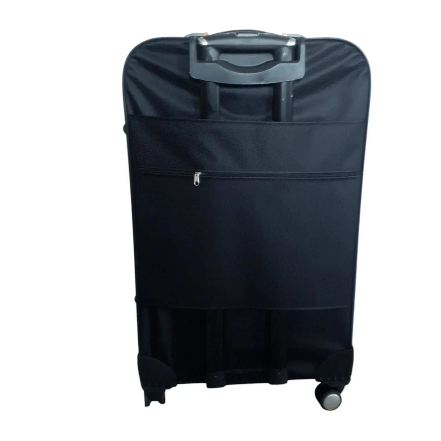 Troler voiaj, Mic, Naimeed, 4 roti duble 360 grade, material textil, inchidere cifru, Negru, 36x22x55cm