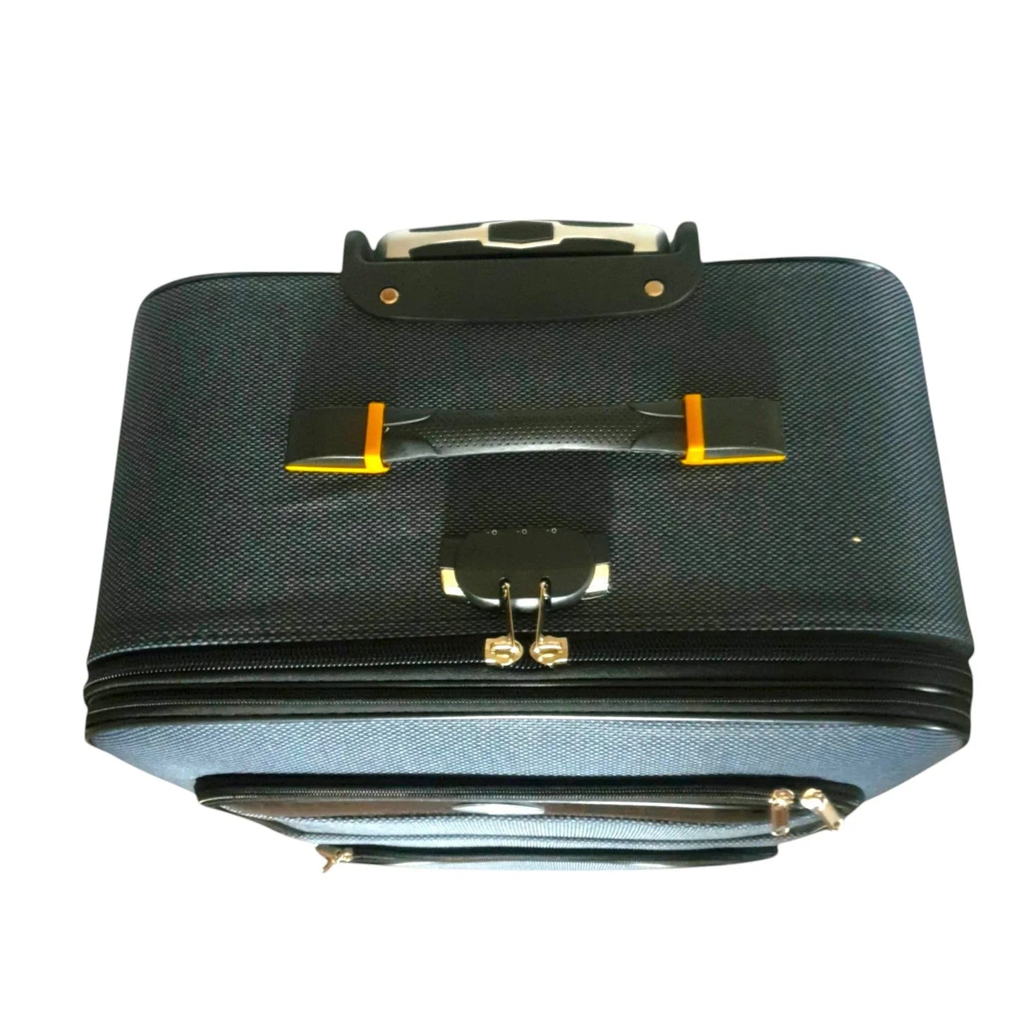 Troler voiaj, Mediu, Naimeed, 4 roti duble 360 grade, material textil, inchidere cifru, Gri, 41x24x66cm