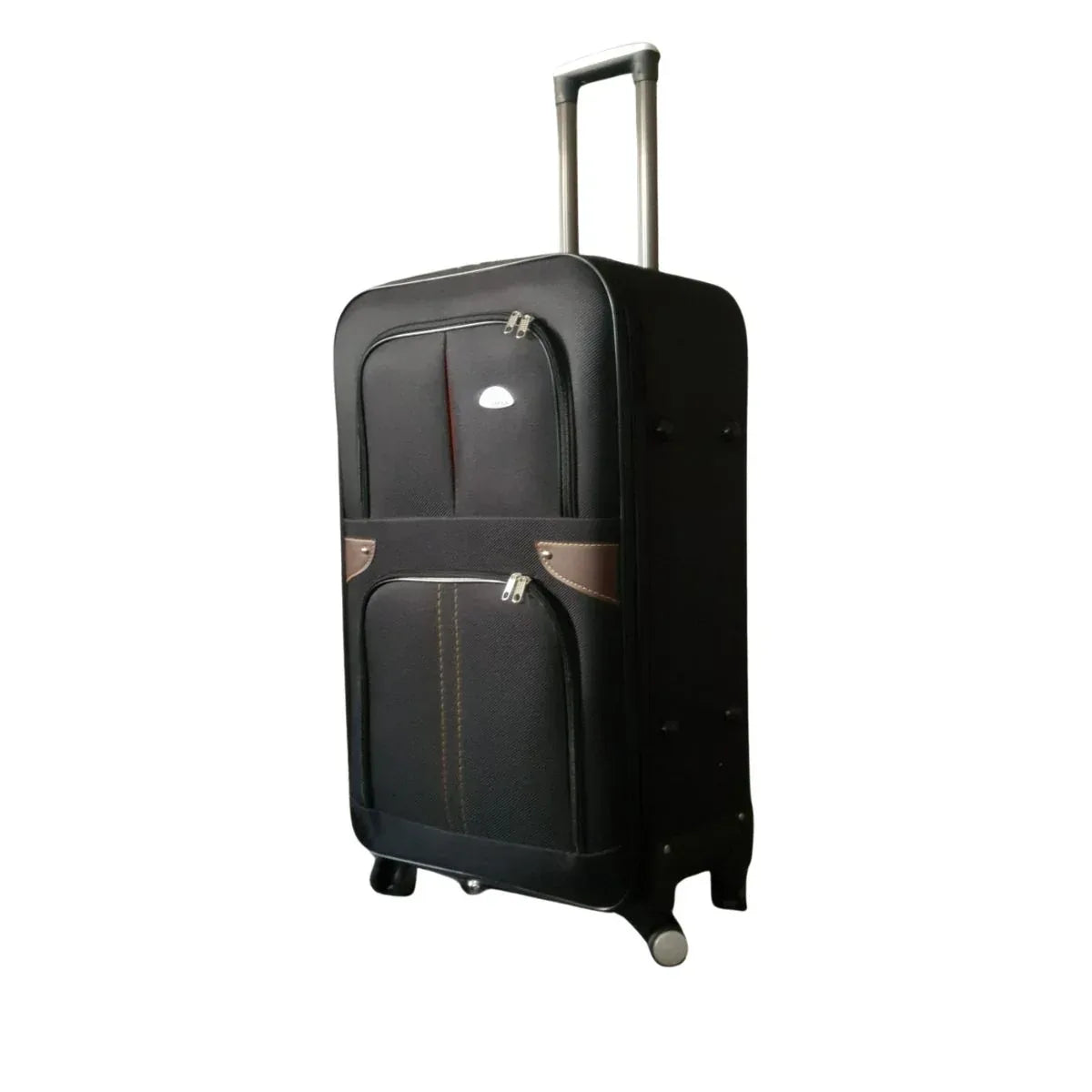 Troler voiaj, Mare, Naimeed, 4 roti duble 360 grade, material textil, inchidere cifru, Negru, 45x28x75cm