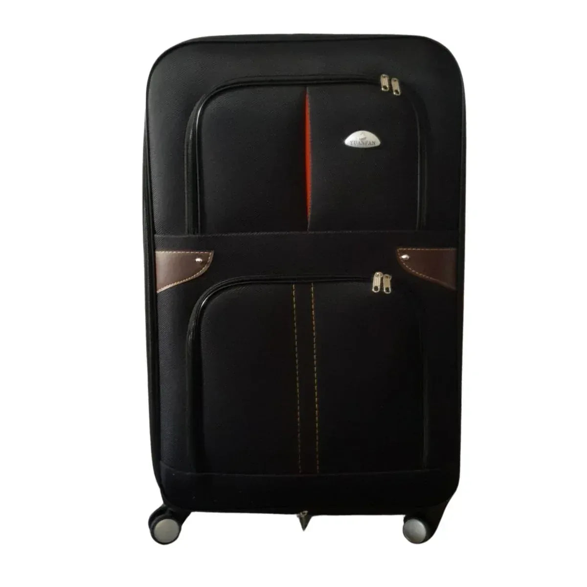 Troler voiaj, Mare, Naimeed, 4 roti duble 360 grade, material textil, inchidere cifru, Negru, 45x28x75cm