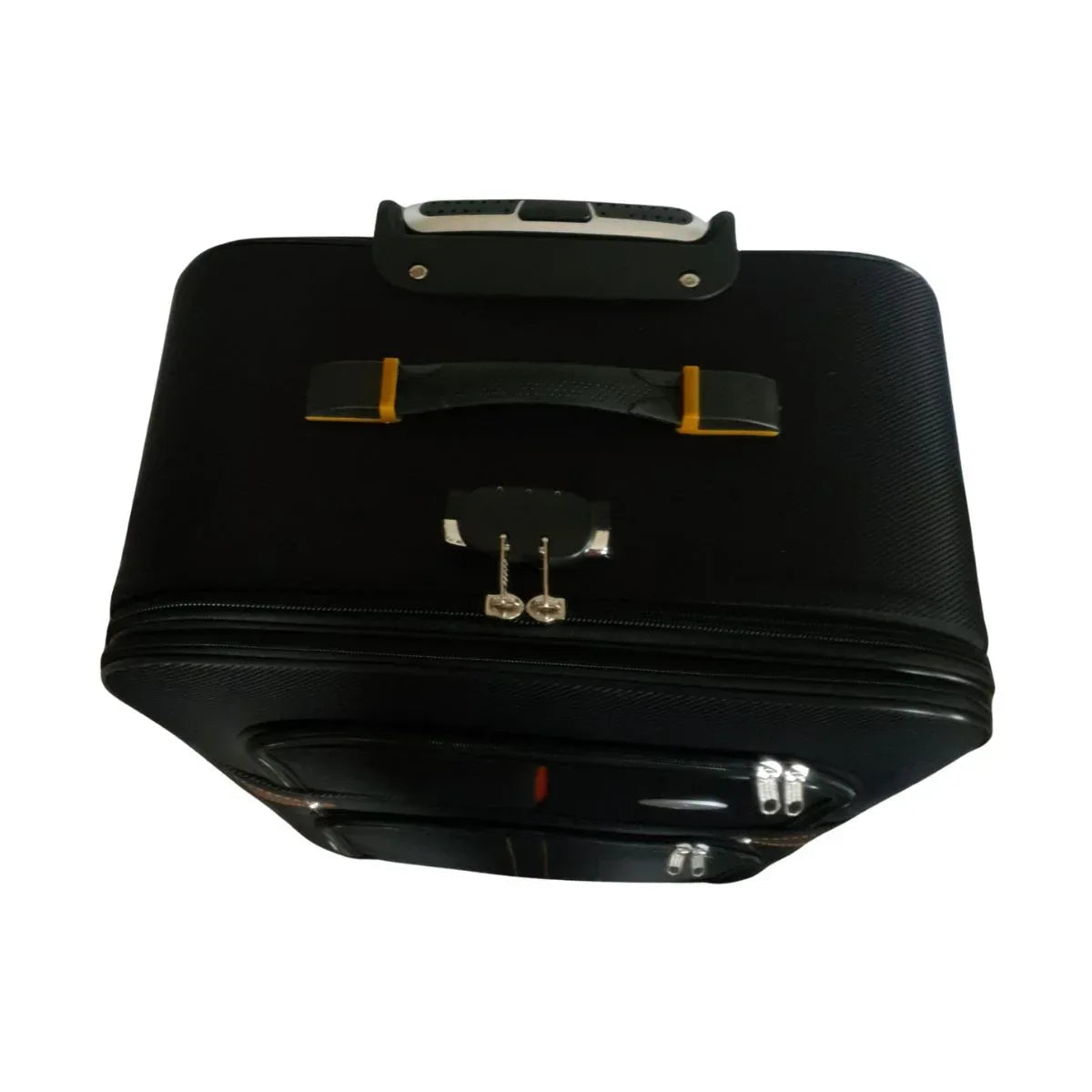 Troler voiaj, Mare, Naimeed, 4 roti duble 360 grade, material textil, inchidere cifru, Negru, 45x28x75cm