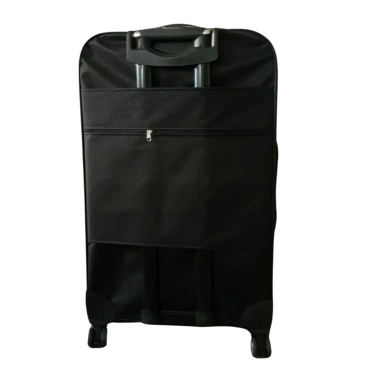 Troler voiaj, Mare, Naimeed, 4 roti duble 360 grade, material textil, inchidere cifru, Negru, 45x28x75cm