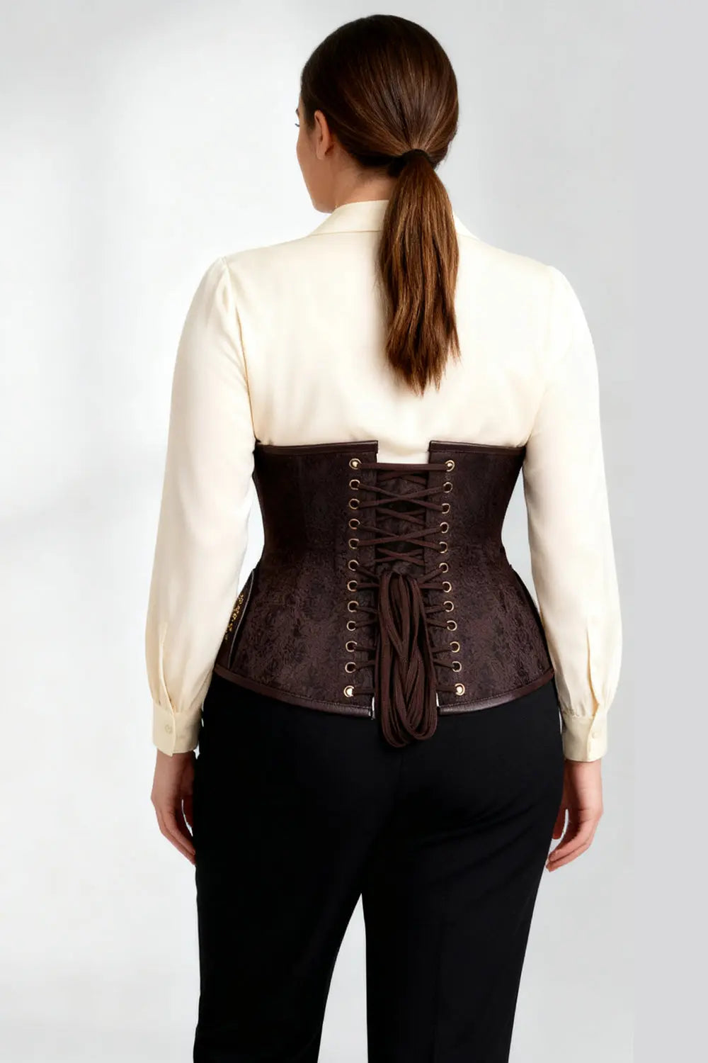 Corset Underbust Brown Jodean Embroidery