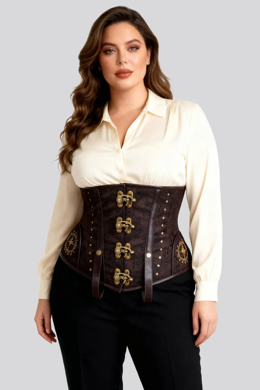 Corset Underbust Brown Jodean Embroidery