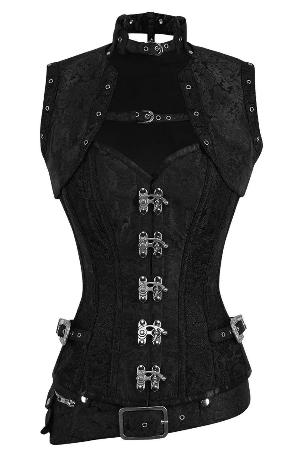 Corset Overbust Selene Negru Midnight din Brocart – Luxe Noir (SKU: K2410-20)