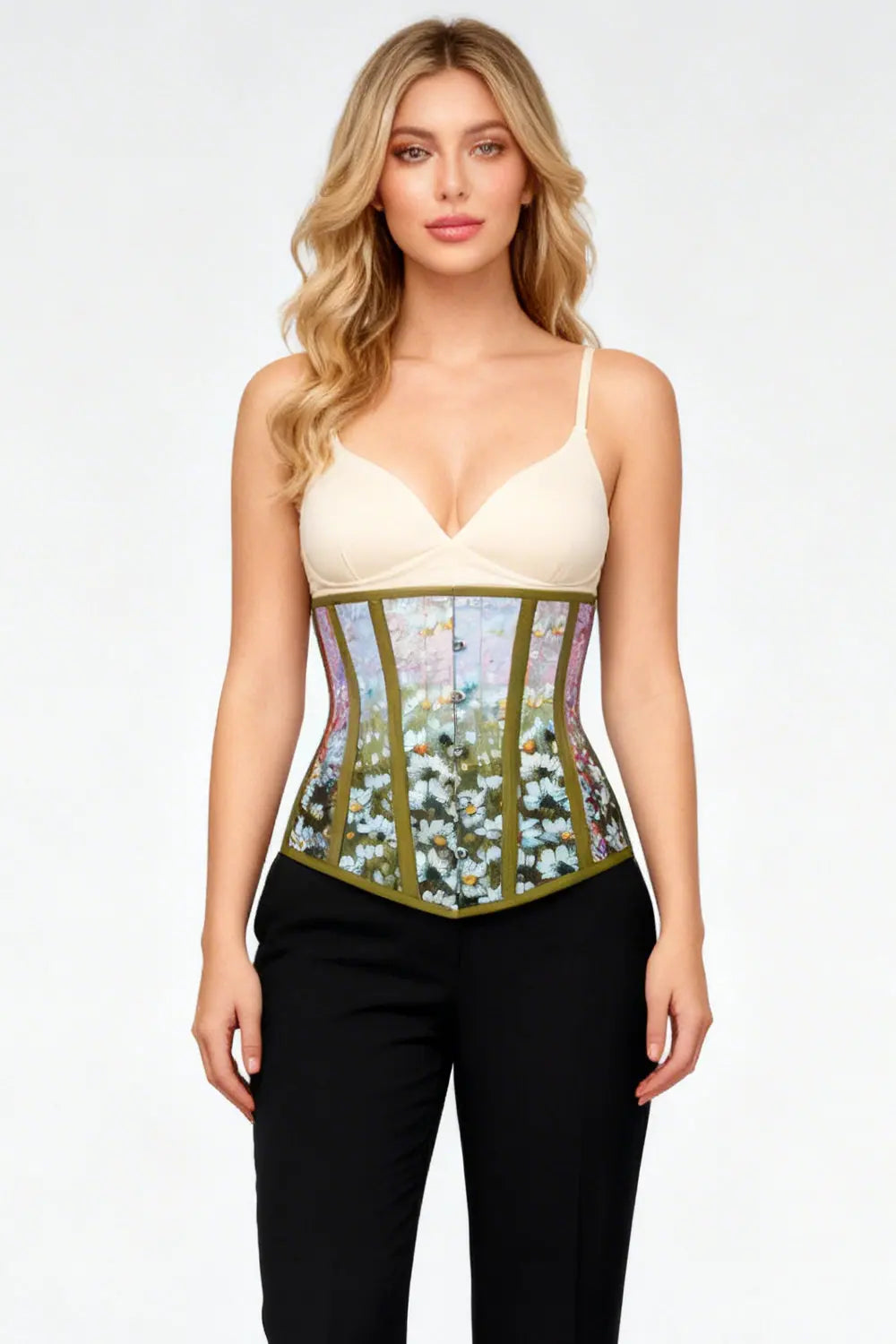 Corset Underbust Meadow Bloom Michi Olive Floral – Luxe Noir (SKU: EXS015-20)