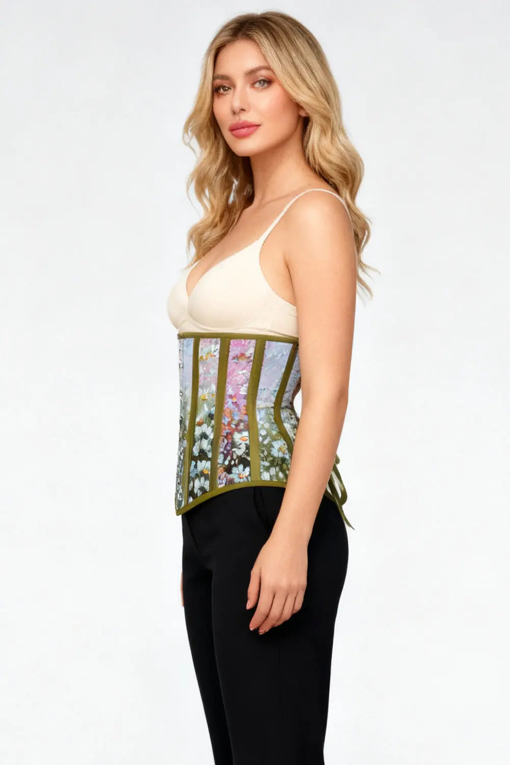 Corset Underbust Meadow Bloom Michi Olive Floral – Luxe Noir (SKU: EXS015-20)