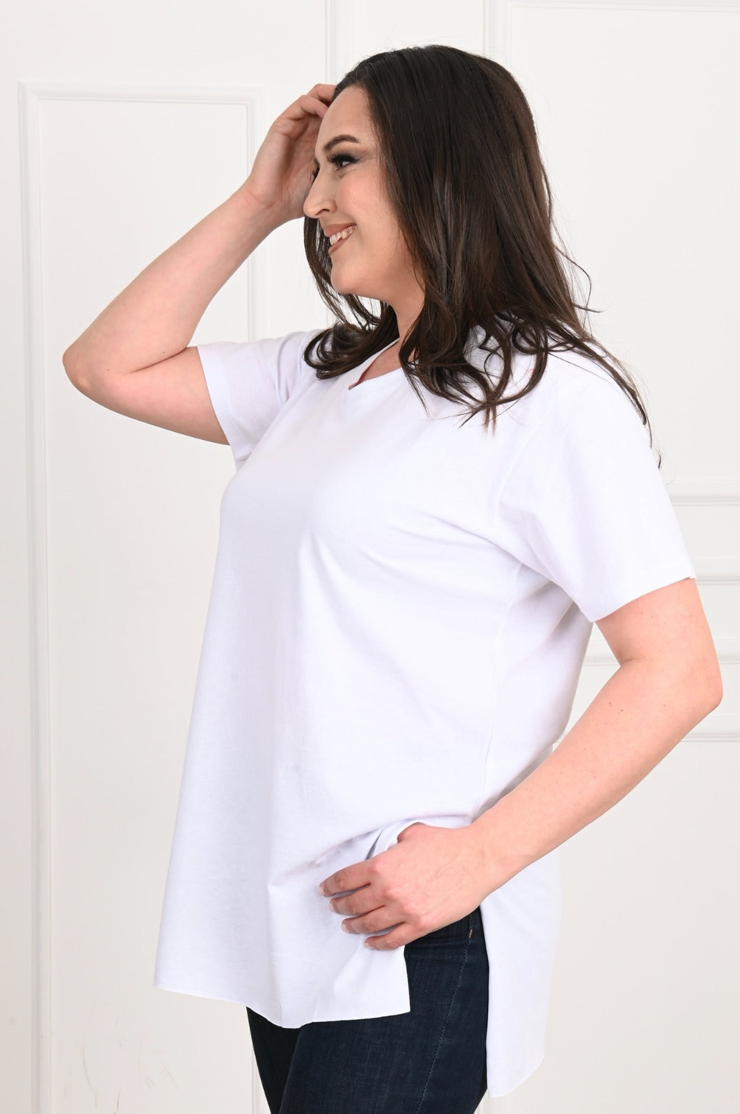 Damen-T-Shirt große Größen V-Ausschnitt