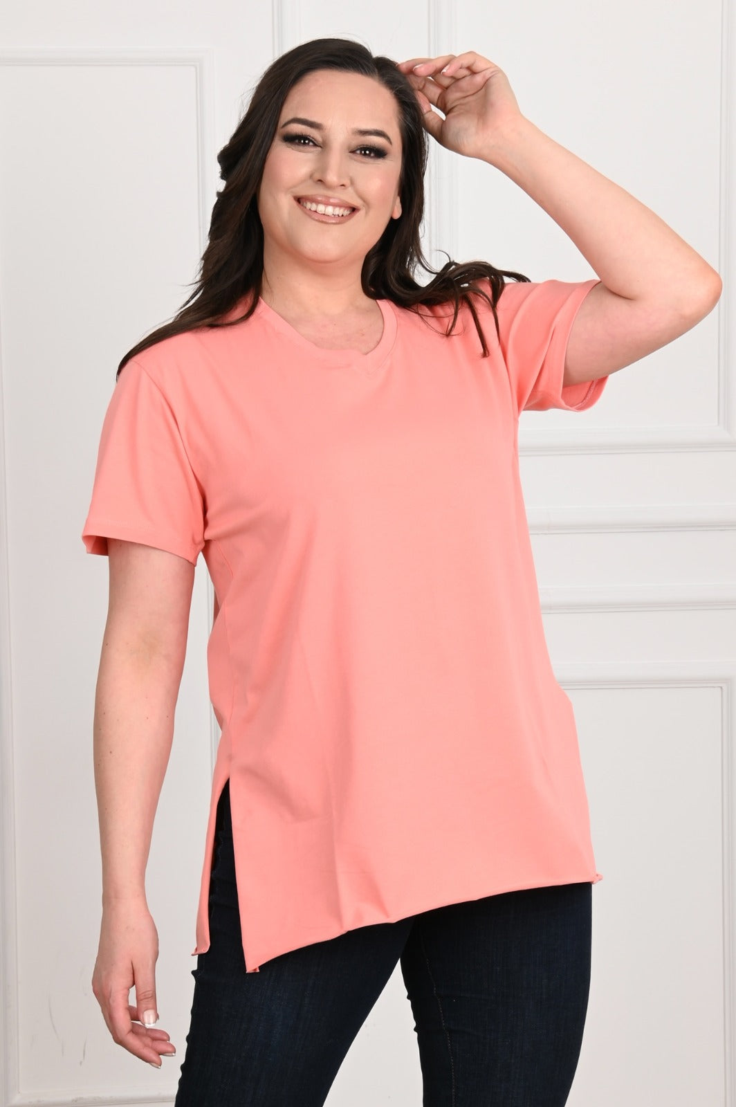 Damen-T-Shirt große Größen V-Ausschnitt