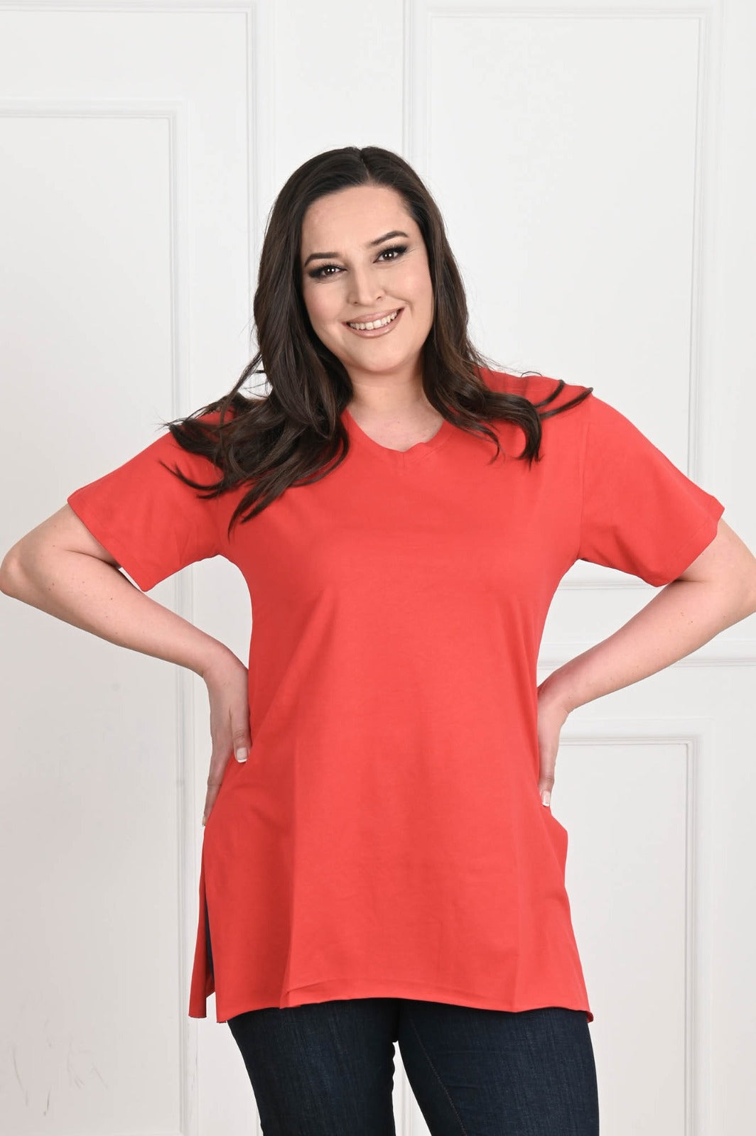 Damen-T-Shirt große Größen V-Ausschnitt