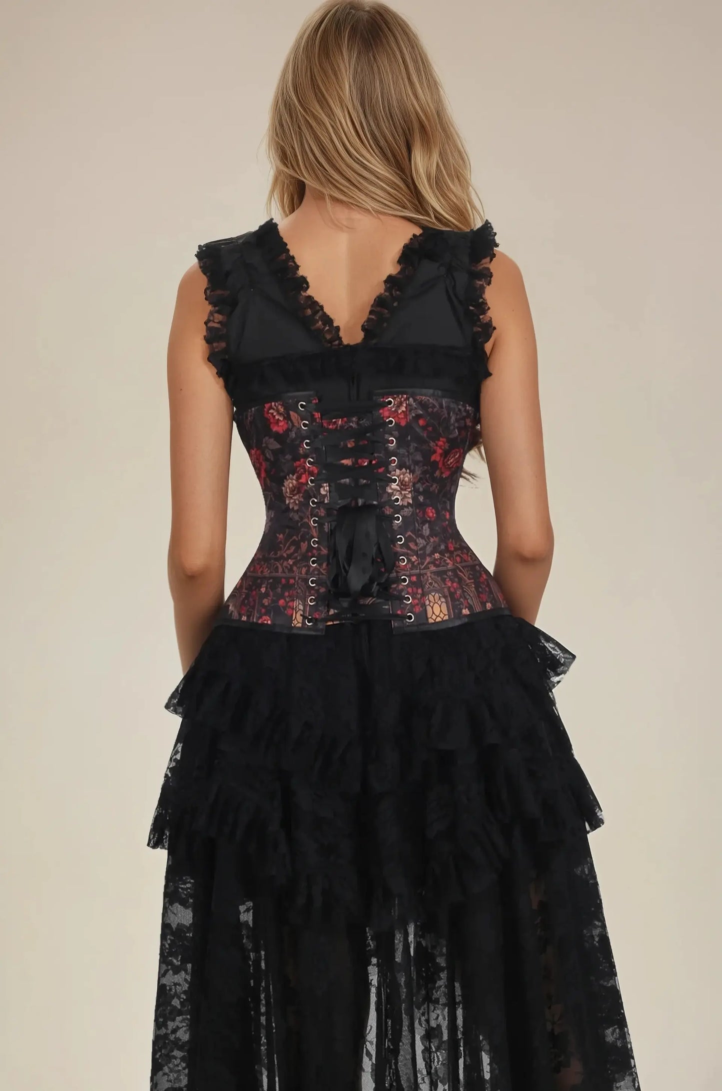 Corset Underbust Satinat Audrene Ravenveil Curvy cu Imprimeu Floral LXSALE