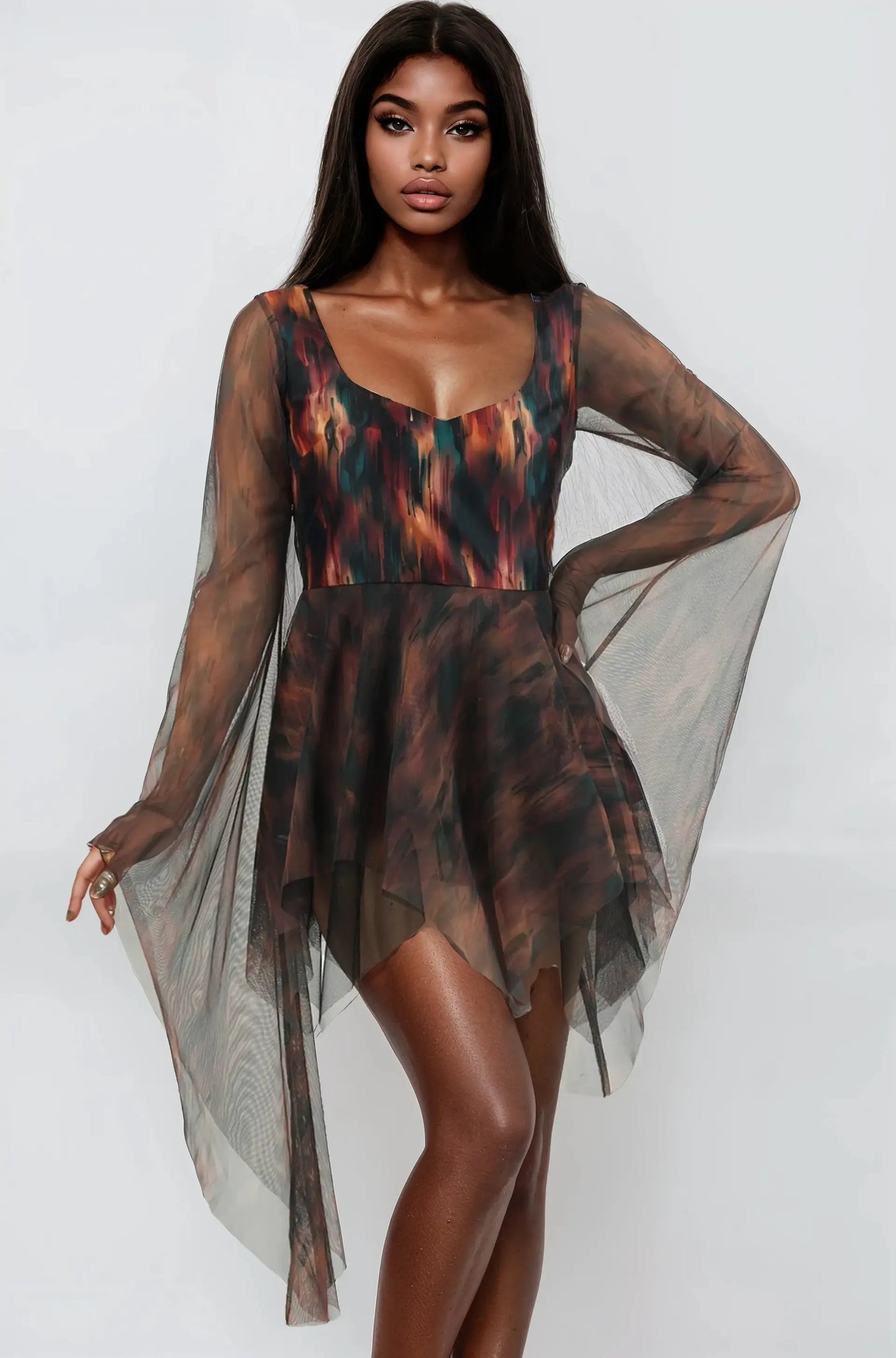 Rochie Holleigh cu imprimeu abstract