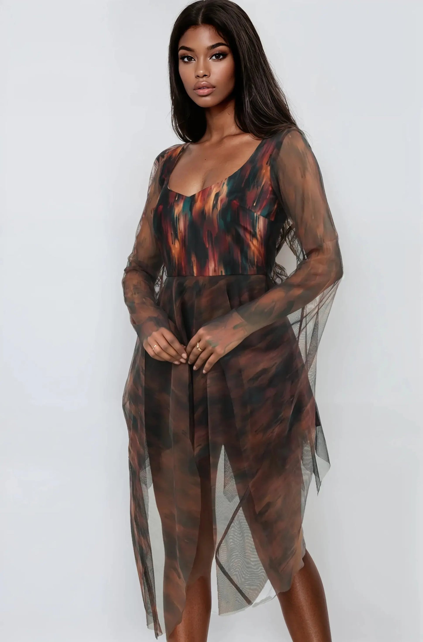 Rochie Holleigh cu imprimeu abstract