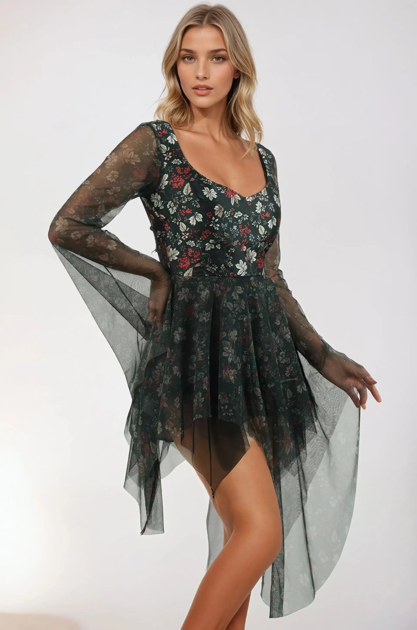 Rochie Jamica cu decolteu tip scoop și imprimeu floral